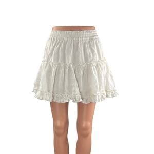 Hill House Home Paz Womens White Ruffle Tiered Mini Flounce Flare A-Line Skirt S
